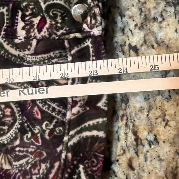 Charter Club Women's Large Relaxed Purple/ Brown Velour Paisley Vest - Picture 5 of 6